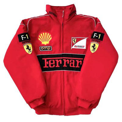 フェラーリ Ferrari ジャケット F1 レーシング レッド レッド 刺繍ロゴ ジャケット 中綿入り 防風 防寒 おしゃれ アウター