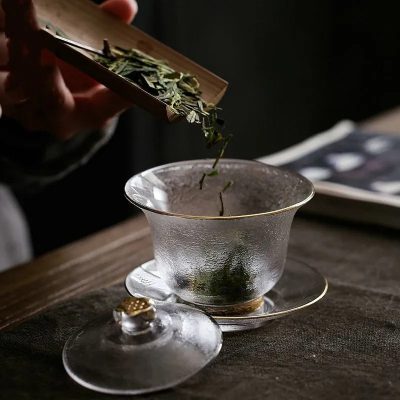 盖碗 耐熱ガラス お茶 湯呑 200ml 中華 功夫 茶碗 セット 中国茶器 グラス 蓋付き 受け皿 伝統 中華 茶器