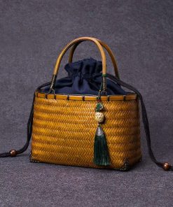 竹細工 新品 茶道収納バッグ 古風便攜 竹編バッグ ハンドバッグ 手作工芸品