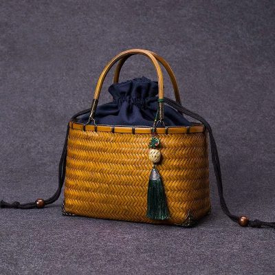 竹細工 新品 茶道収納バッグ 古風便攜 竹編バッグ ハンドバッグ 手作工芸品