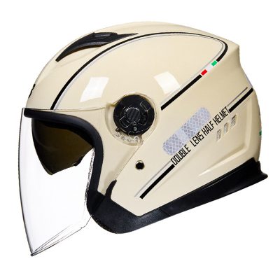 バイク用 ヘルメット 頭囲58cm-62cm適用 3/4オープンフェイスオートバイヘルメットデュアルバイザー電動バイクハーフヘルメット ヘルメット原付ストリートバイククラッシュヘルメット 軽量 安全性 3C安全基準認証 春夏用