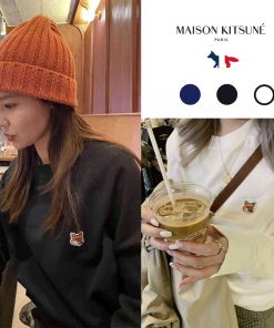 MAISON KITSUNÉ メゾンキツネ フォックスヘッドロゴ ロンT 長袖 スウェット メンズ レディース ブラック ホワイト ネイビー